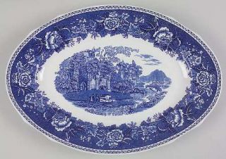 Arabia of Finland Landscape Blue 15 Oval Serving Platter, Fine China Dinnerware