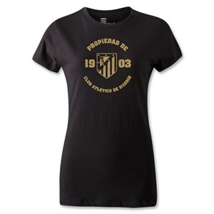 hidden Atletico Madrid Distressed Property Womens T Shirt (Black)