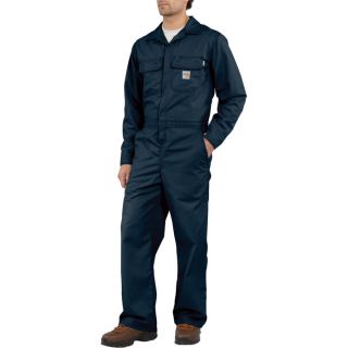 Carhartt Flame Resistant Twill Unlined Coverall   Dark Navy, 48 Inch Waist,