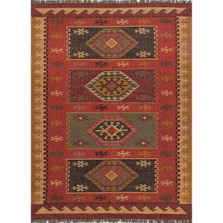 Handmade Flat weave Tribal pattern Multicolored Area Rug (8 X 10)