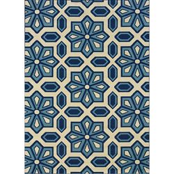 Ivory And Blue Outdoor Area Rug (310 X 56)