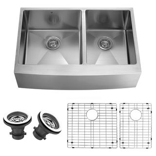 Vigo 36 inch Farmhouse Stainless Steel Kitchen Sink, Two Grids And Two Strainers