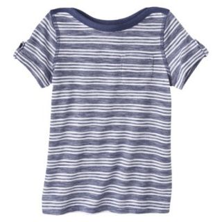Cherokee Infant Toddler Girls Short Sleeve Striped Tee   Nightfall Blue 2T