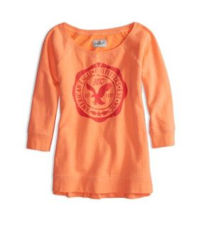 Neon Orange AEO Factory Signature Crew Sweatshirt, Womens XXL