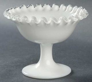Fenton Silver Crest Champagne/Tall Sherbet   Clear Crimped Crest On Milk Glass