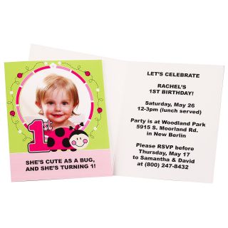 Ladybugs Oh So Sweet 1st Birthday   Personalized Invitations