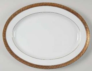 Centurion Pure Gold 13 Oval Serving Platter, Fine China Dinnerware   Gold Encru