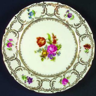 Baronet Rhapsody Salad Plate, Fine China Dinnerware   Floral Rim & Center, Gold