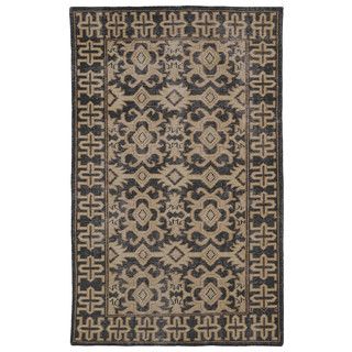 Hand knotted Vintage Replica Chocolate Brown Wool Rug (80 X 100)