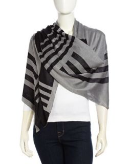 Multi Stripe Knit Scarf, Black