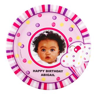 Girls Lil Cupcake 1st Birthday Personalized Dinner Plates