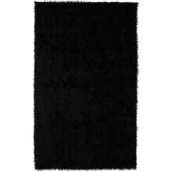 Hand woven Black Ferta Soft Shag Rug (5 X 8)
