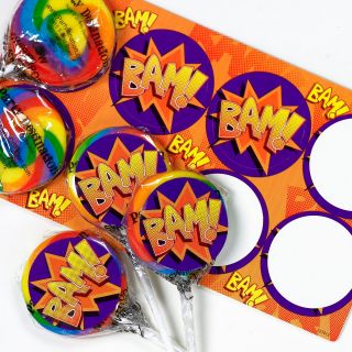 Super Hero Small Lollipop Sticker Kit