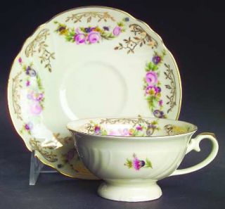 Thomas Dusebury Footed Cup & Saucer Set, Fine China Dinnerware   Ivory/Dresden F
