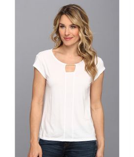 Mod o doc Cotton Modal Jersey S/S Keyhole Tee Womens T Shirt (White)