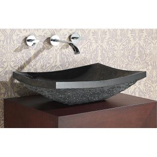 Rectangular Black Granite Stone Vessel Sink