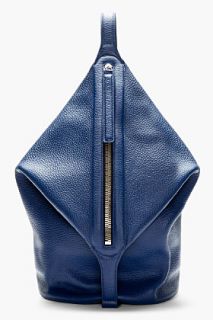 Kara Navy Leather Foldover Zip Dry Backpack