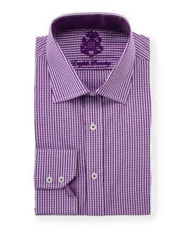 Small Gingham Long Sleeve Dress Shirt, Purple