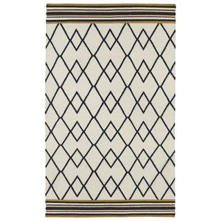 Flatweave Tribeca Ziggy Black Wool Rug (5 X 8)