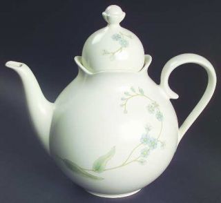 Mikasa Blue Eyes Teapot & Lid, Fine China Dinnerware   Natures Gallery,Blue&Whit