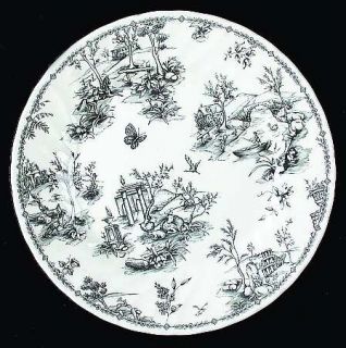 Churchill China Toile Black (Charcoal, Scalloped) Dinner Plate, Fine China Dinne