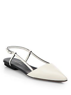 Costume National Leather Slingback Flats   Natural
