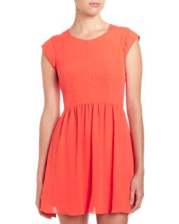 Easy Georgette Seamed Dress, Persimmon