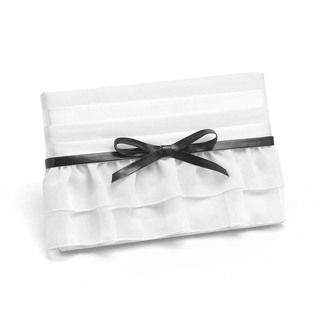 Hortense B. Hewitt Peplum Guest Book (White satin cover, black ribbonIncludes One (1) guest bookBook bindingMaterials Hard cover, chiffon accent with faux leatherRecords 600 signaturesDimensions 9.75 inches long x 6.625 inches wide x 1.5 inch thick )