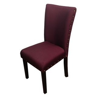 Purple Nail Head Design Parson Dining Chairs (set Of 2) (Solid wood, fabricFinish Dark walnutUpholstery color PurpleUpholstery finish ChenilleSolid wood frame and legsEasy KD constructionUphlostery matches any wood table finishCreate an instant dining 