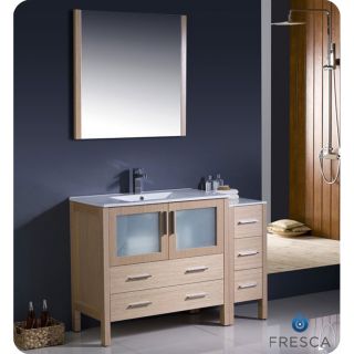 Fresca Torino 48 inch Light Oak Modern Bathroom Vanity With Side Cabinet And Undermount Sinks