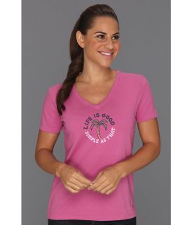 Life is good Beach Crusher Vee Womens T Shirt (Pink)