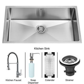 Vigo Industries VG15112 Kitchen Sink Set, Undermount Sink, Faucet, Colander, Strainer amp; Dispenser Stainless Steel