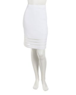 Stretch Knit Pencil Skirt, White