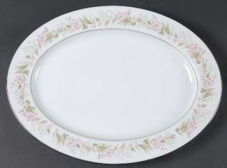 Noritake Mayflower 13 Oval Serving Platter, Fine China Dinnerware   Pink,Blue F