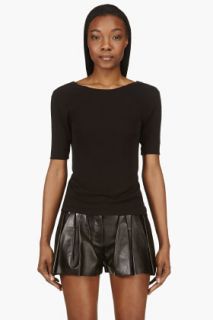 T By Alexander Wang Black Doubled Jersey Draped Back Top