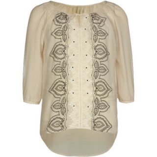 Lace Girls Chiffon Peasant Top Cream In Sizes X Large, Large, Small,
