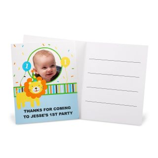 Sweet Safari Blue 1st Birthday Personalized Thank You Notes