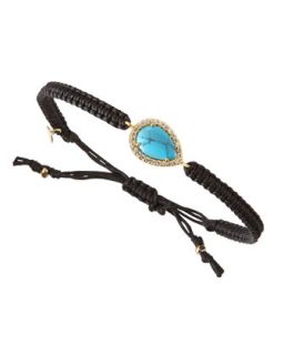 Woven Turquoise Station Bracelet, Black