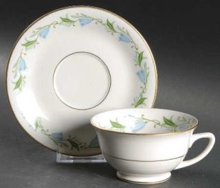 Royal Jackson Sylvia Footed Cup & Saucer Set, Fine China Dinnerware   Blue Flowe