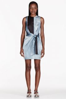 Opening Ceremony Steel Blue Echo Drapped Watercolor Dress
