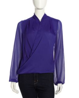 Wrapped Pullover Blouse, Cobalt