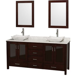 Wyndham Collection Lucy Espresso 72 inch Solid Oak Double Bathroom Vanity (Espresso, top white carrera marbleNumber of drawers 6Number of doors 4Faucet not includedDimensions 35 inches high (to counter sinks add 5 5.5 inche) x 72 inches wide x 22.75 in