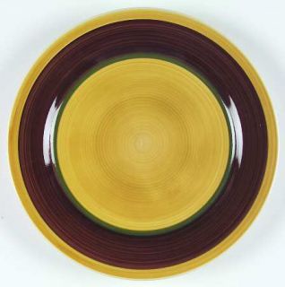 Thomson Bahamas Dinner Plate, Fine China Dinnerware   Brown, Yellow, Green Bands