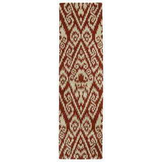 Hand tufted Runway Brick Red/ Light Brown Ikat Wool Rug (23 X 8)