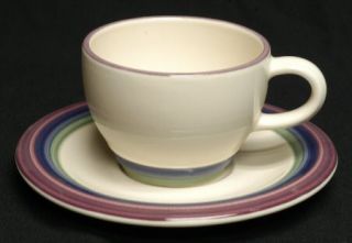 Pfaltzgraff Valley View Flat Cup & Saucer Set, Fine China Dinnerware   Purple,Bl