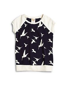 Kiddo Girls Bird Top   Navy Ivory