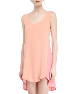 Colorblock Crepe Shift Dress, Pink/Peach