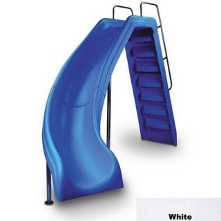 Interfab WRSCLHSSPC1 Wild Ride Pool Slide Complete Left Turn w/ White Powder Coated Handrails White