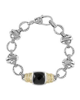 Black Spinel & Diamond Link Bracelet