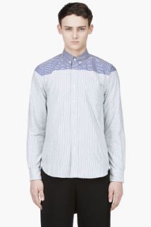 Sacai Grey And Blue Striped Shirt